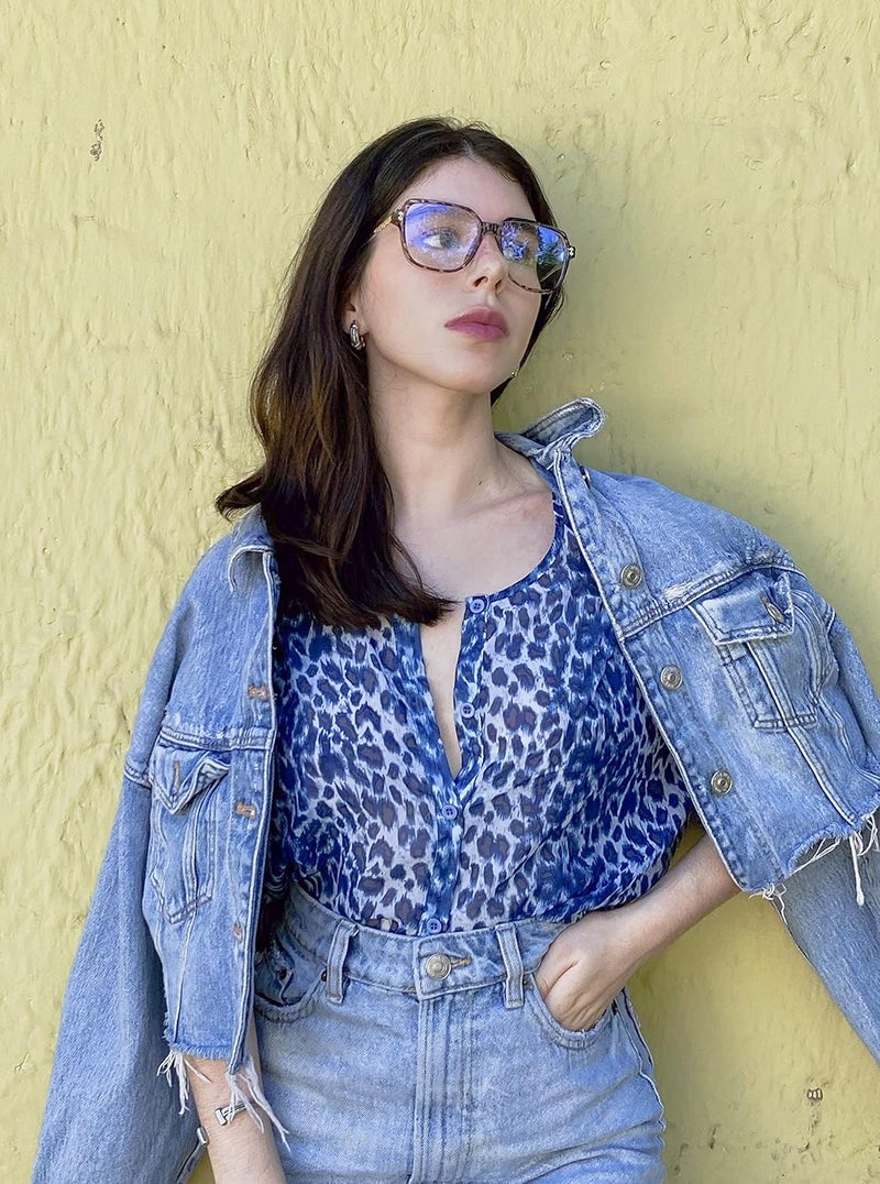 VISOONE Oversized Blue Light Blocking Glasses with Chic Square TR90 Frame and Metal Temple for Women Men REMY - Image 2